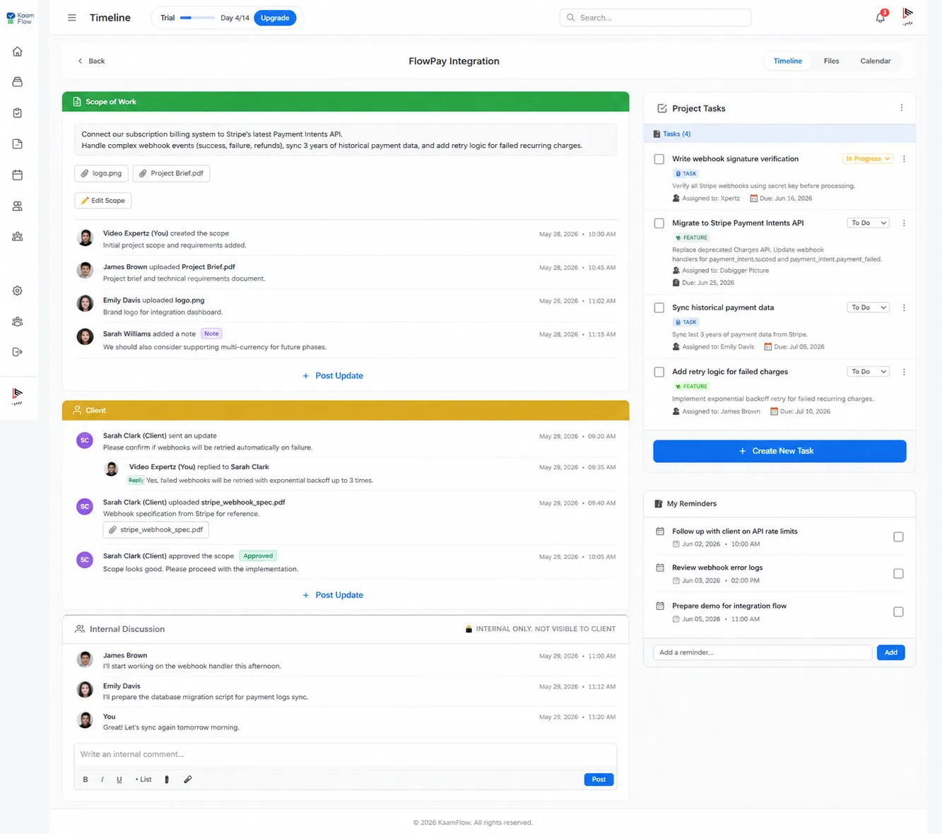 kaamflow-timeline-page