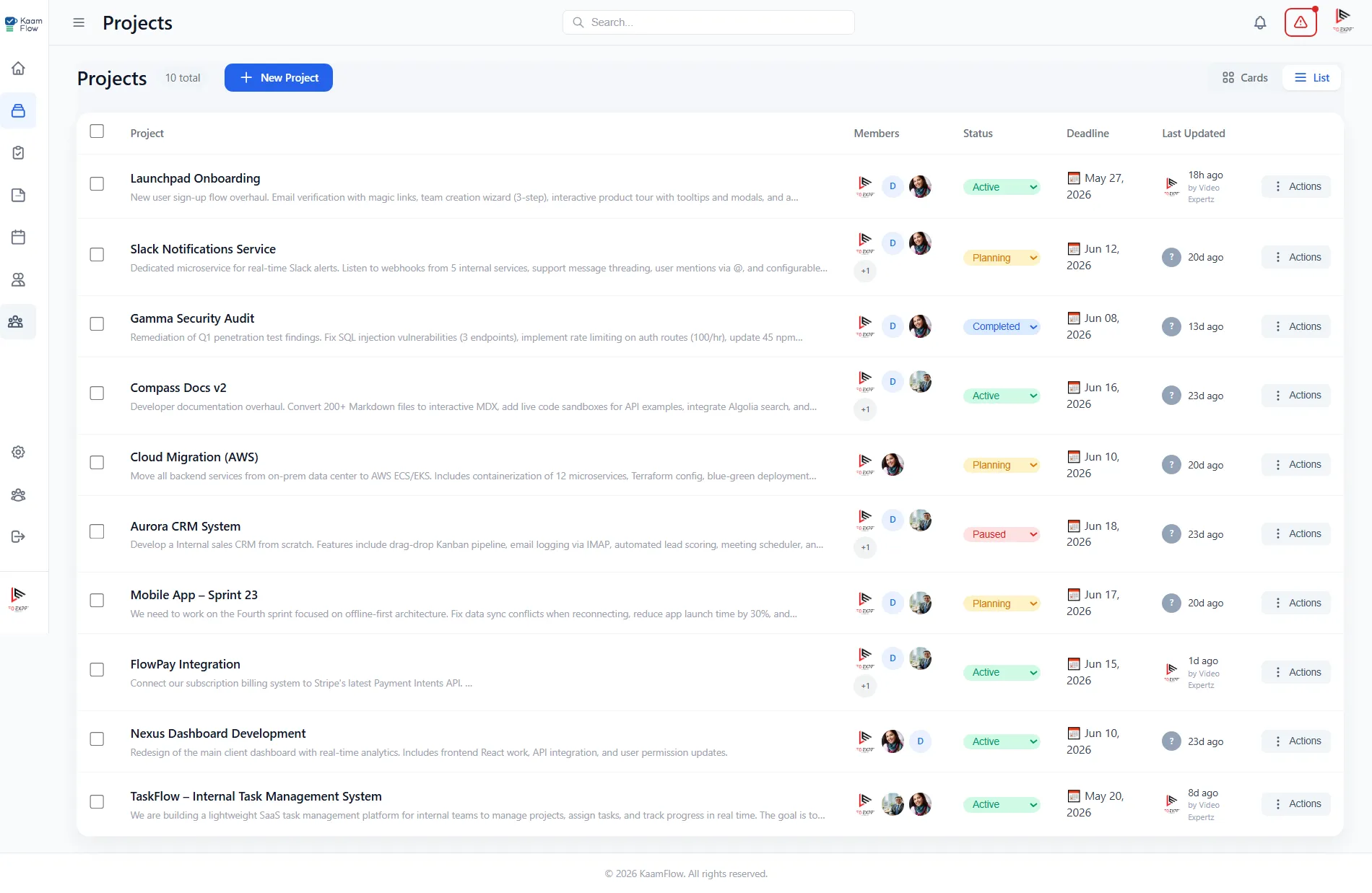 kaamflow-Projects-Dashboard