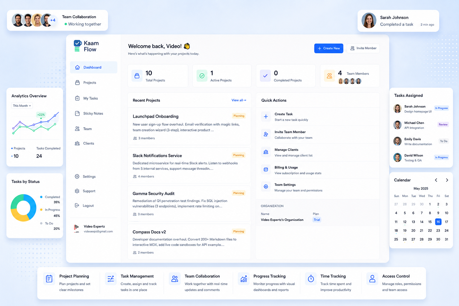 KaamFlow dashboard screenshot