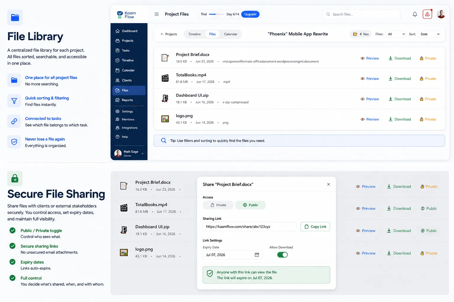 File Library & Secure Sharing